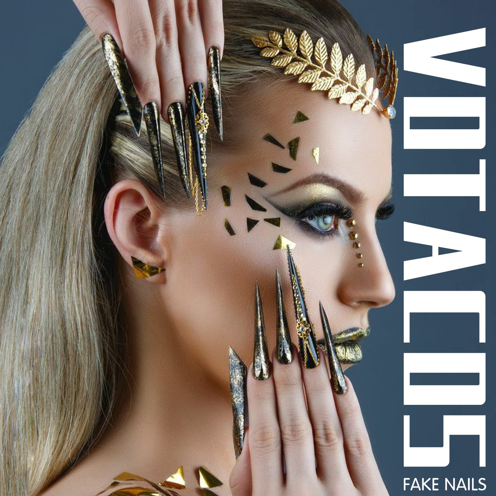 VOTACOS Press on Nails Long Stiletto Nude Fake Nails False Nails with Pure Transparent Glossy Stick on Nails for Women - Image 7