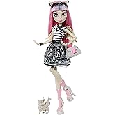 Monster High Boo-riginal Creeproduction Rochelle Goyle Doll | Reproduction Collector Doll, Gargoyle in Black and White Striped Dress with Doll Stand, Diary and Pet Griffin Roux
