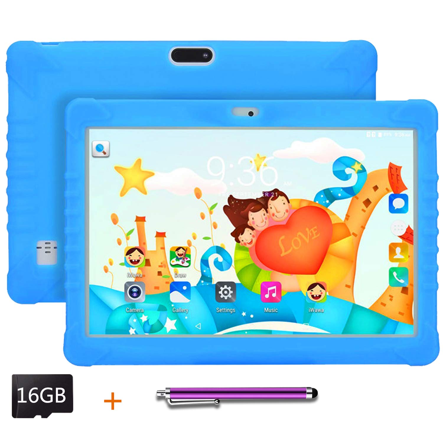 LNBEI Kids Tablet 10.1 inch Display, Mode Pre-Installed, 4GB+64GB with WiFi, Bluetooth and Games, 16GB SD Card, Stylus Pen, Quad Core Processor, 1280x800 IPS HD Display (Blue)