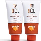 Tanning Club Tan De Soleil 2-Pack – SPF 6 Sun Tanning Lotion (100 ml each) – Hydrating Orange Tanning Balm with Shea & Cocoa Butter for an Instant Glow & 80-Minute Water-Resistant Sun Care