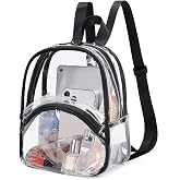 abshoo Clear Bag for Stadium Events Approved Clear Mini Backpack Transparent Bags for Women Concert Festivals Sport Event (Black)