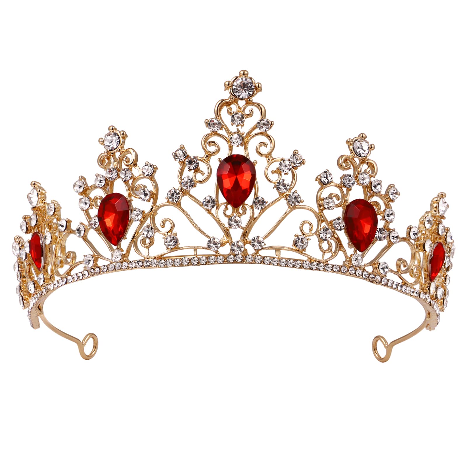 minkissy Red Crown Queen Tiara - Rhinestone Baroque Alloy Headpiece Tiara Crown Prom Bridal-Tiara for Women Wedding Party