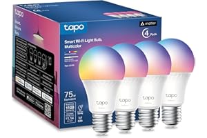 Tapo TP-Link Smart Light Bulbs, 1100 Lumens High Brightness (75W Equivalent), Matter-Certified, 16M Colors WiFi Light Bulb, D