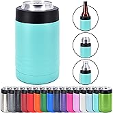 4-in-1 Stainless Steel 12 oz Double Wall Vacuum Insulated Can or Bottle Cooler Keeps Beverage Cold for Hours - Also Fits 16 oz Cans - Powder Coated Teal - Clear Water Home Goods