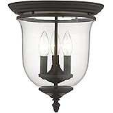 Livex Lighting 5021-07 Legacy 3 Light Bronze Flush Mount with Clear Glass, 12.5Hx11.5W