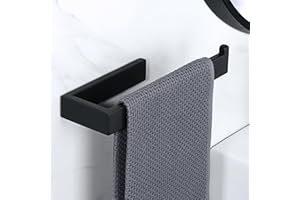 Sayayo Black Hand Towel Holder, Towel Bar Towel Holder Wall Mounted, Hand Towel Ring for Kitchen Toilet Bathroom, SUS304 Stai