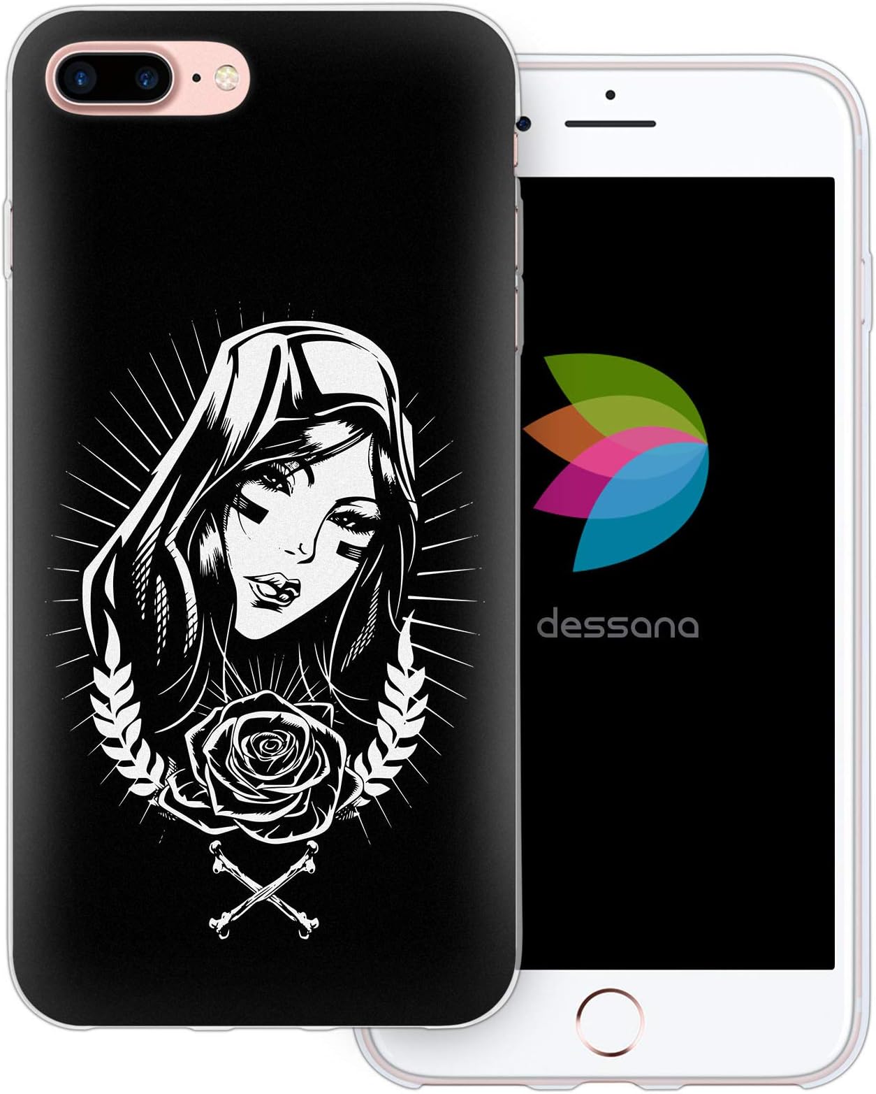 dessana Santa Muerte Transparent Protective Case Phone Cover for Apple iPhone 8 Holy Religion