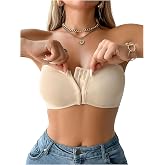MakeMeChic Women's Plus Size Strapless Bras Fall Front Closure Bralette | Front Clasp, Strapless Half Bra, Plus Size Bandeau Bralette, Bra for Large Busted Women