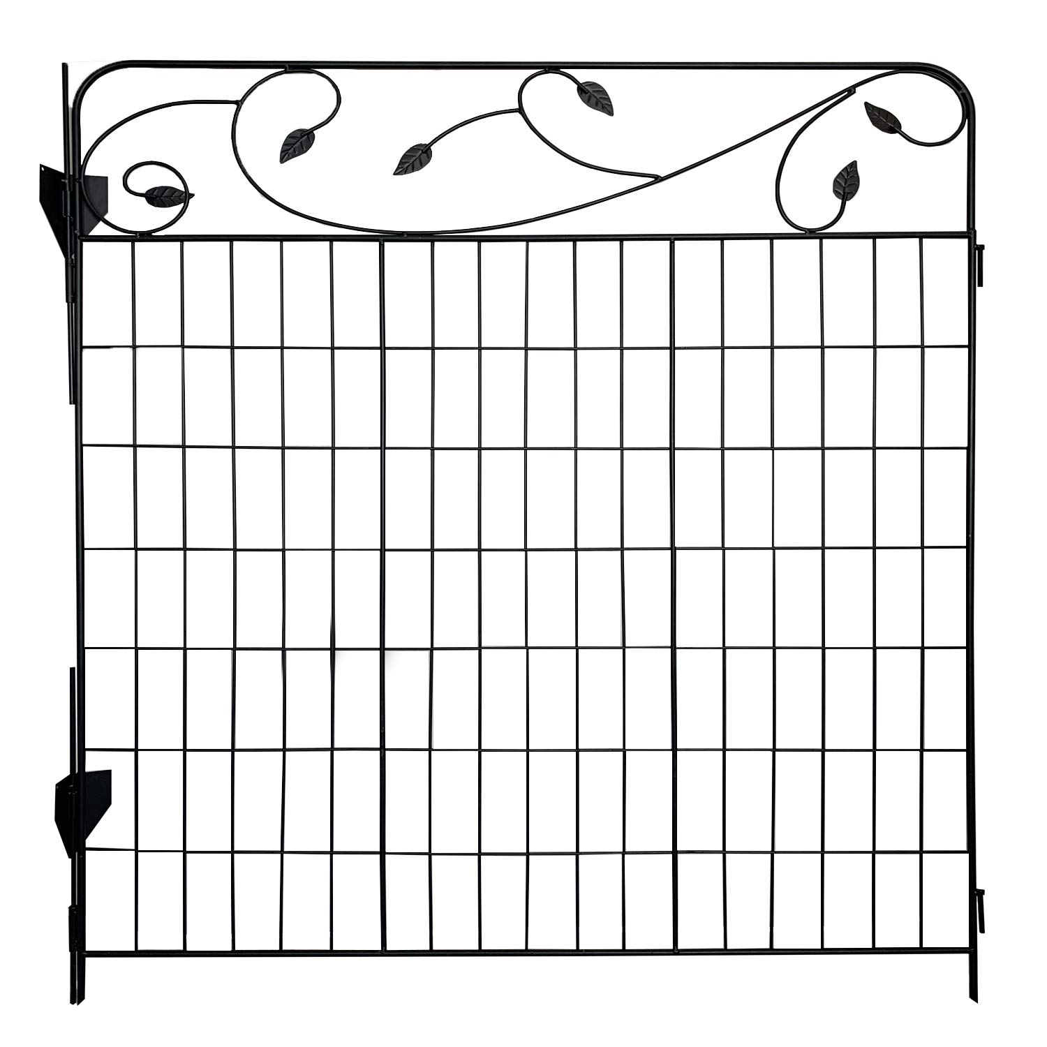 AshmanOnline Garden Fence 44in x 3ft - Outdoor Rustproof Metal Landscape Fencing Wrought Iron Wire Gate Border Edge Folding Patio Flower Bed Animal Barrier Section Edging Black (Set of 4)