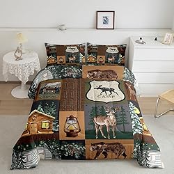 Farmhouse Bear Comforter Set Full, Rustic Cabin