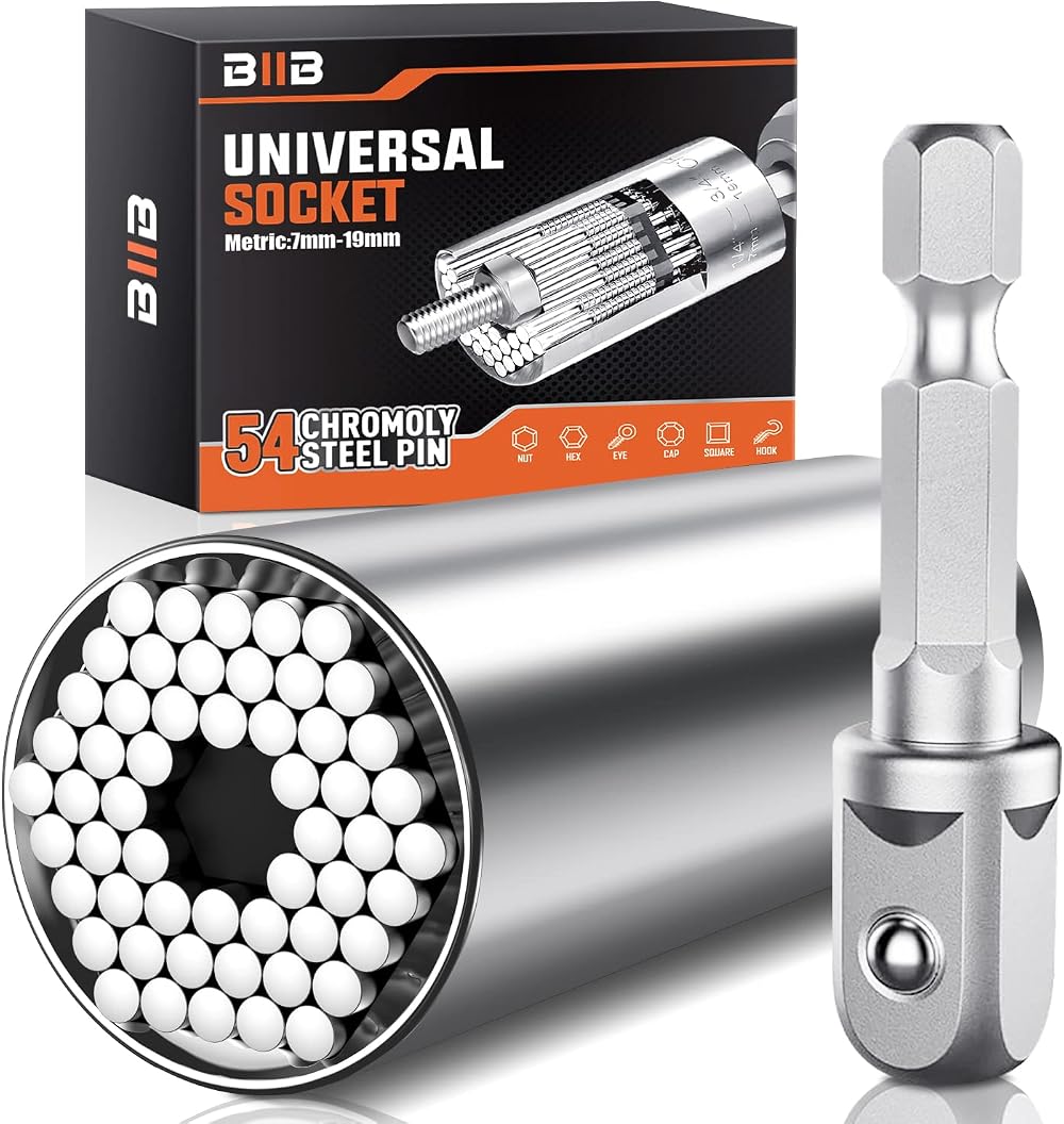 BIIB Universal Socket Wrench Set 1/4–3/4 in 7–19 mm Chrome Vanadium