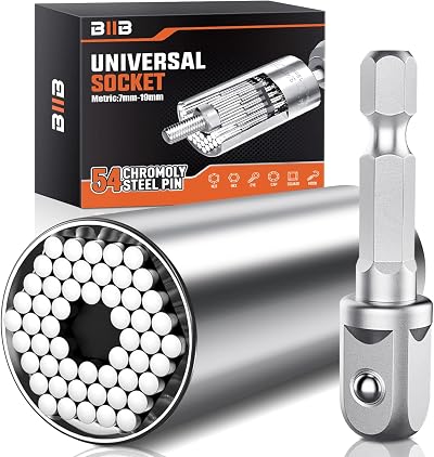 BIIB Universal Socket Wrench Set 1/4–3/4 in 7–19 mm Chrome Vanadium