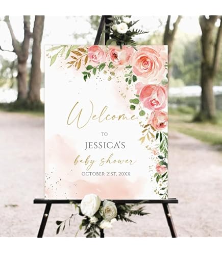 Personalized Wildflower Baby Shower Welcome Sign - Custom 16x20 Inch Canvas Floral Sign