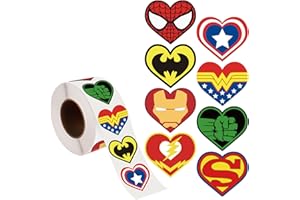 Dripykiaa Valentines Day Gifts for Kids, 800Pcs Superpower Hero Valentines Stickers for Kids, Love Heart Stickers for Teachers Classrooms Water Bottle Stickers Phone Skateboard Laptop Stickers