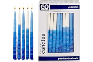 RITE LITE Dripless Hanukkah Candles | Tapered Pastel Blue & White Chanukah Bulk Candles Value 45 Pack | Standard Size Menorah Premium Quality Wax Jewish Holiday Party Favors Gifts, Decorations for All 8 Nights
