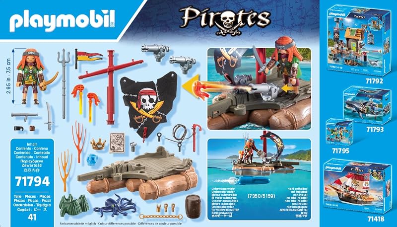 | Piratas | Recuperação de Tesouros na Jangada Pirata | Brinquedo Pirata | Figura Pirata | Brinquedo para rapazes e raparigas a partir dos 4 anos | 71794