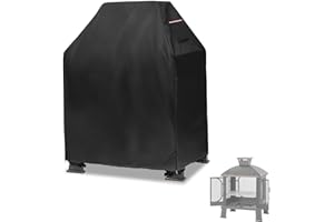 ALICKWANG Outdoor Fireplace Cover,Heavy Duty 600D Waterproof Square Chimineas Fireplace Covers,Cover for Panovue Chiminea Fire Pit,32" L x 24" W x 45" H,Black