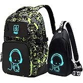 Asge boys backpack for kids camo bookbag for middle school bags travel back pack (Green)