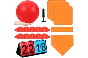 Jenaai 18 Pcs Sports Kickball Set Includes Playground Ball 5 Rubber Throw Down Bases Ball Pump Scoreboard Net Bag 10 Foul Line Cones for Adults Playground Backyard Game (10 Inch,Red)