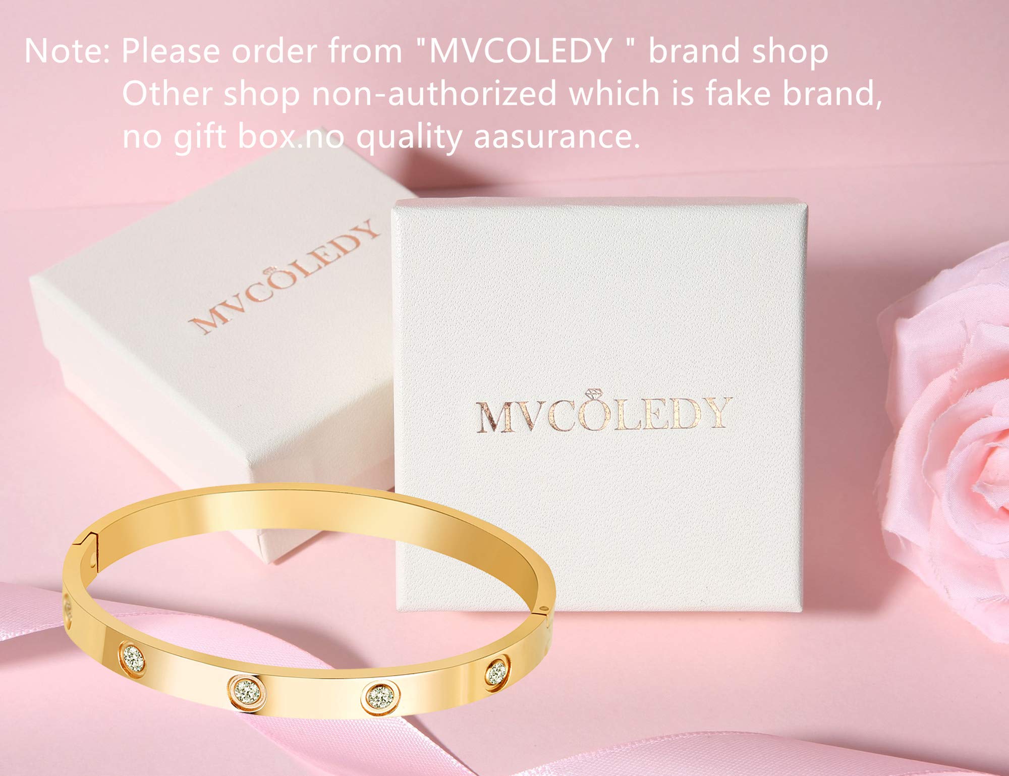 MVCOLEDY Jewelry 18 K Gold Bangle Bracelet CZ Stone Hinged Stainless Steel with Crystal Bangle for Women Small Size 6.7\