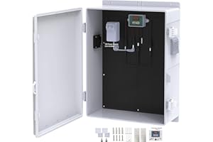 AKWscyby Outdoor Electrical Box, Junction Box with Fan, Mounting Plate, Dust Screen, Mounting Brackets and Hinged Lid (18.1"Hx 12.5"L x 6.3"W)