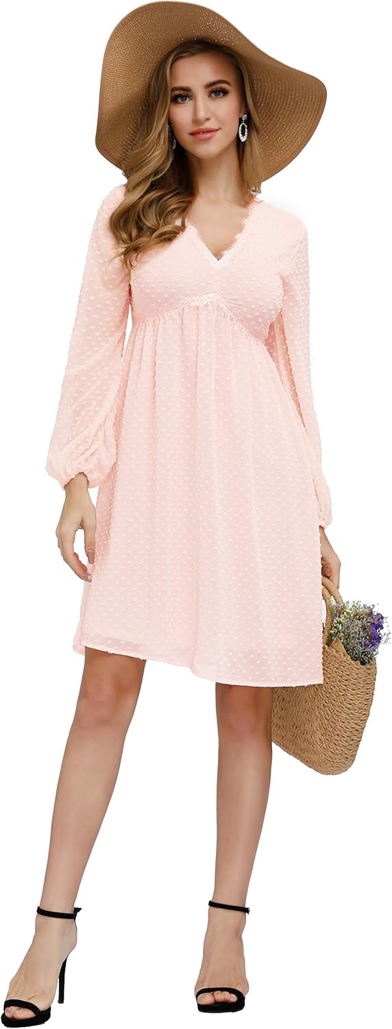 JASAMBAC Women's Swiss Dot Cocktail Dress for Wedding Guest Baby Shower Maternity Dress at  Women’s Clothing store