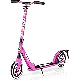 Hurtle Renegade Kick Scooter for Kids, Teenagers & Adults - 2-Wheel Folding Scooter with Adjustable T-Bar Handlebar - Alloy Anti-Slip Deck
