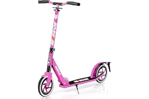 Hurtle Renegade Kick Scooter for Kids, Teenagers & Adults - 2-Wheel Folding Scooter with Adjustable T-Bar Handlebar - Alloy Anti-Slip Deck