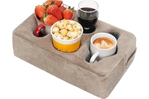 TWENTYNEXT Couch Cup Holder Pillow,Couch Drink Holder,Rectangle Couch Caddy for Coffee Cup,Phone,Remote,Couch Cup Holder Tray for Bed,Car,Sofa,Table