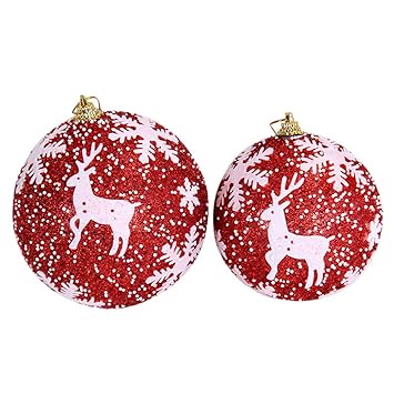 2 X Verre Rouge Blanc Décorations Boules De Noël Voiture