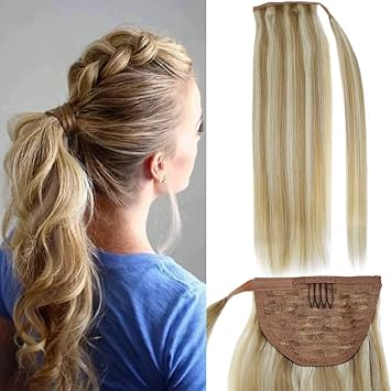 Amazon Com Laavoo 14inch Clip In Ponytail Rremy Straight Human