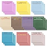 30 Pieces Inspirational Sticky Notes with Lines Sayings, 3 x 3 Inch Mental Health Colors Sticky Notes Appreciation Positive Gifts for Teacher Nurse Coworkers Work Office Supplies(Text #2)