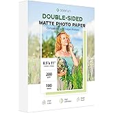 Double Sided Matte Photo Paper 8.5 x 11, Goefun 54LB Photo Paper 100 Sheets | 200 GSM Presentation Paper for Inkjet Printer for Dye Ink and Pigment Ink