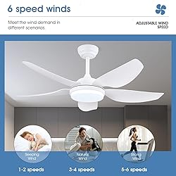 Kviflon 46 Inch Ceiling Fans with Lights and