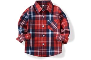 SOBRISAH Men & Boy Button Down Shirt Kid Flannel Shirt Toddler Buffalo Plaid Shirt Boys Western Shirts Long Sleeve Father Son Shirt
