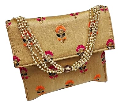 Kiara Embroidered Cotton Silk Embroidered Moti Sling Purse (8 inches* 7 inches)