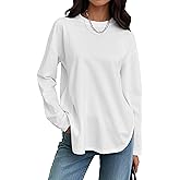 Meetrendi Womens Long Sleeve Stretchy Cotton Blend T-Shirts Tee Crew Neck Oversized Tunic Tops 2025 Trendy Casual
