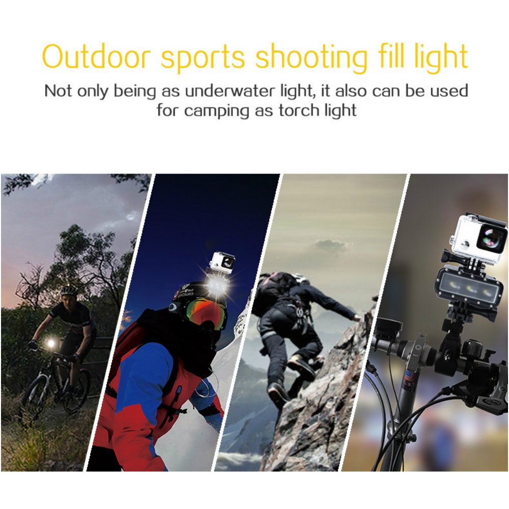 Tolifo Waterproof Underwater Diving LED Video Light Fill Light 40m Underwater High Power Dimmable for GoPro Any Action Cameras