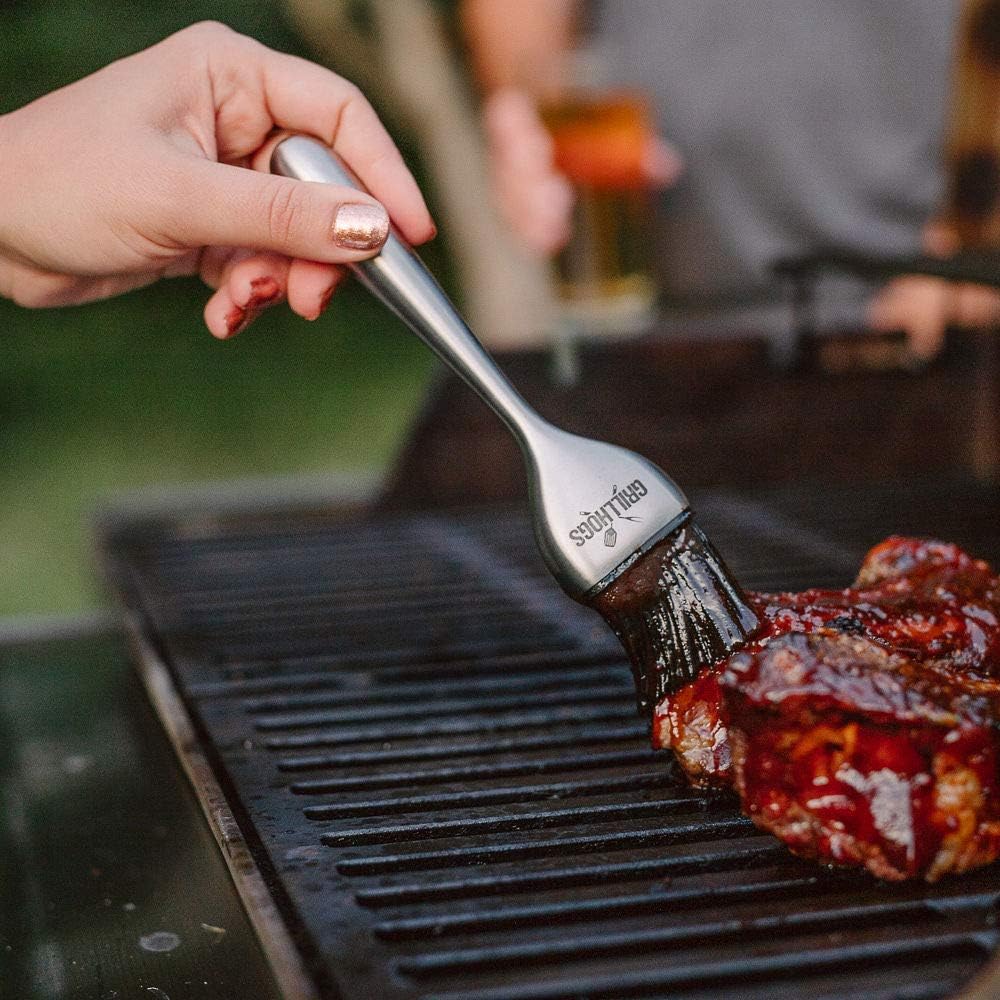GRILLHOGS Silicone Sauce Basting Brush, Premium Stainless Steel Handles, Pastry & Barbecue Grilling, Dishwasher Safe & Heat Resistant, Set of 2 : Sauce Brush : Garden & Outdoor