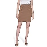Karl Lagerfeld Women's Straight Button Detail Essential Classic Skirt