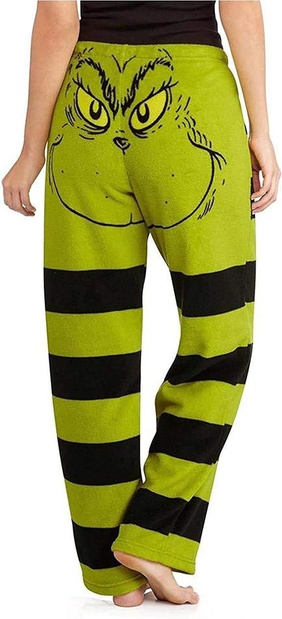 Grinch Plus Size Women's Pants, Ms. Grinch Stole Christmas Face Pajamas