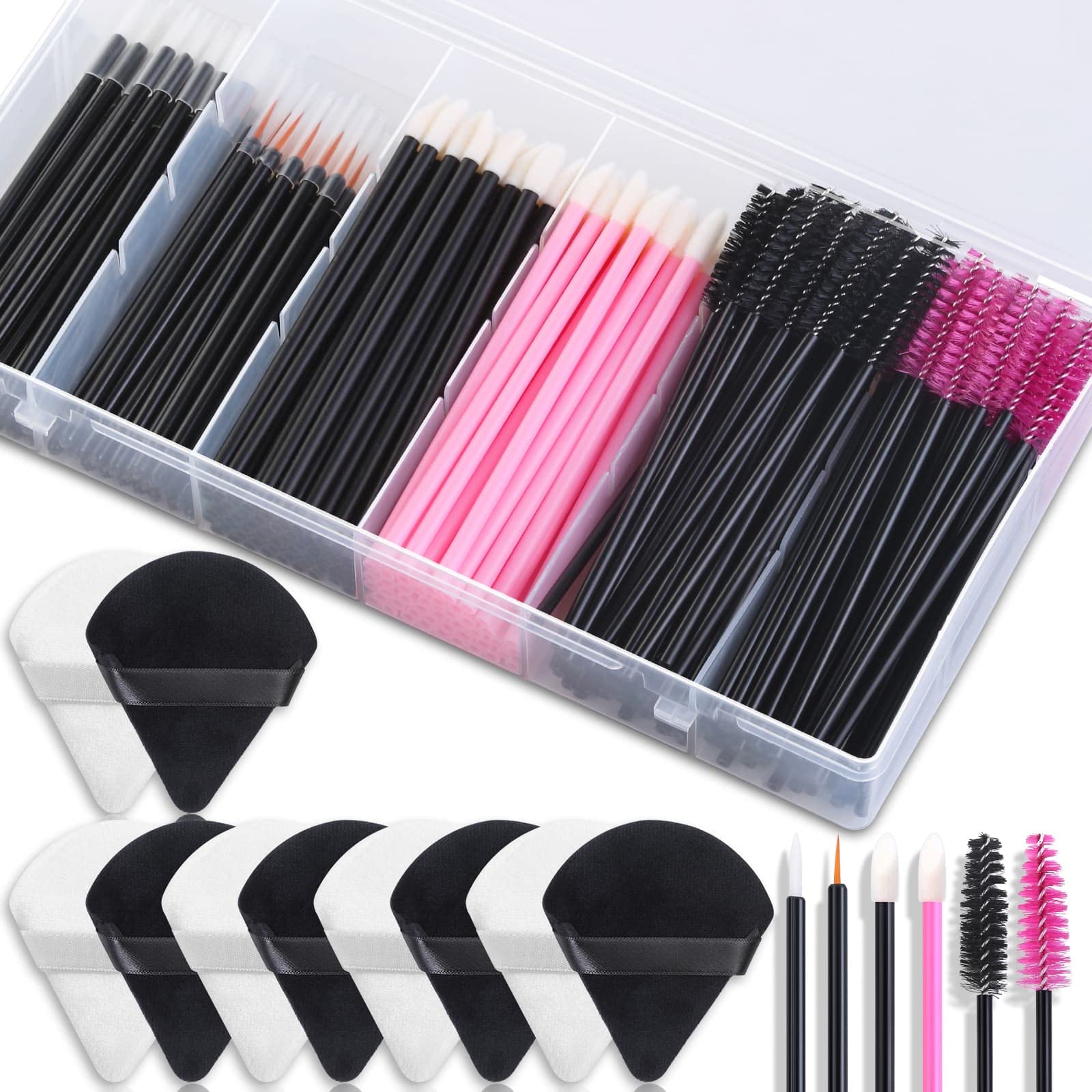 Disposable Makeup Accessories: Triangle Puffs, Mascara Wands, Lip Applicators, Liner Brushes - Tools for Makeup Artist Supplies