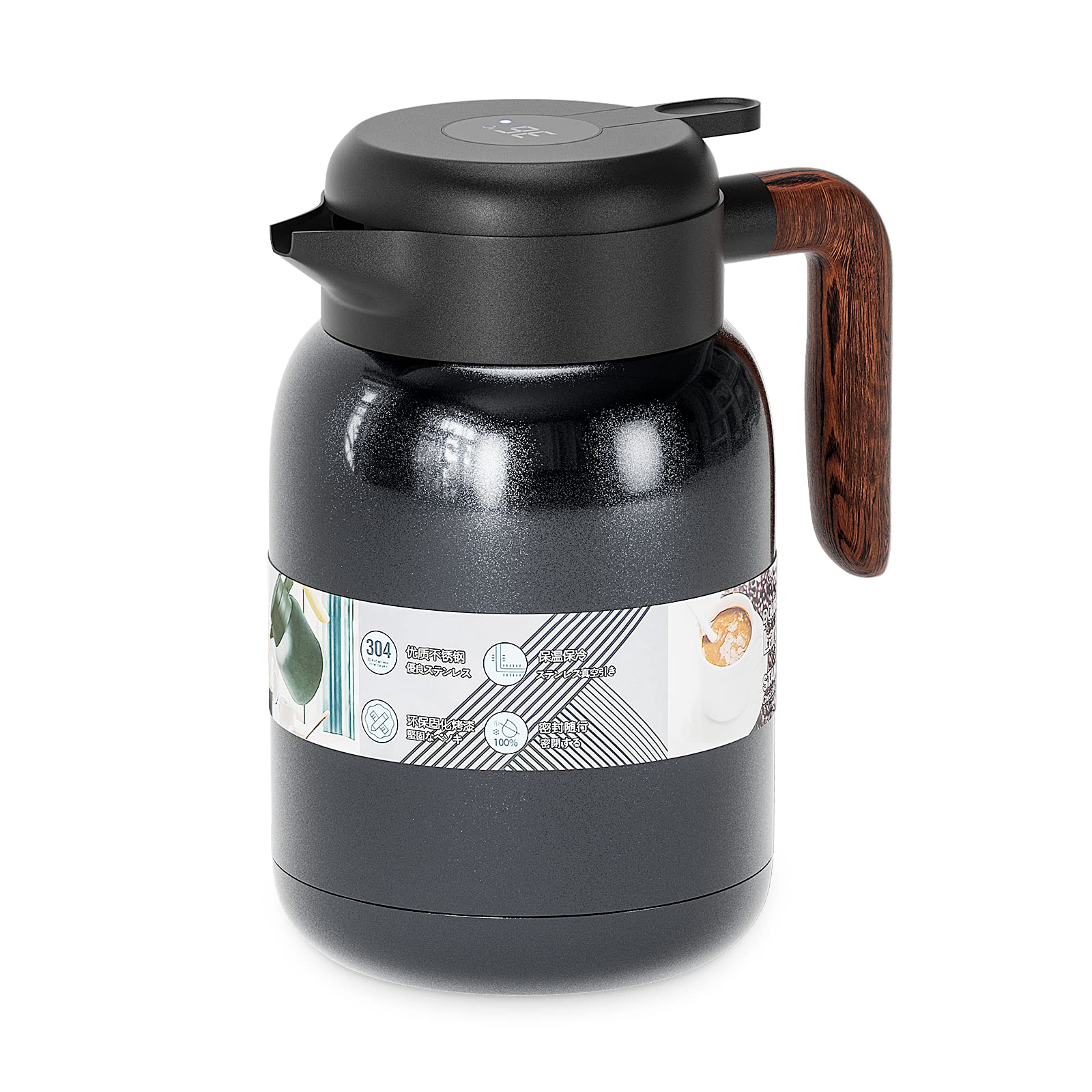 Thermal Coffee Carafe Jugs,UYOTBKEUB 1.5L Stainless Steel Insulated Coffee and Tea Pot, Tea Warmer Drink Dispenser - Touch to Display Temperature