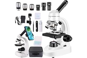 Microscopes for Adults WF10x and WF25x eyepieces Compound Microscope with Microscope Slides (Microscope)