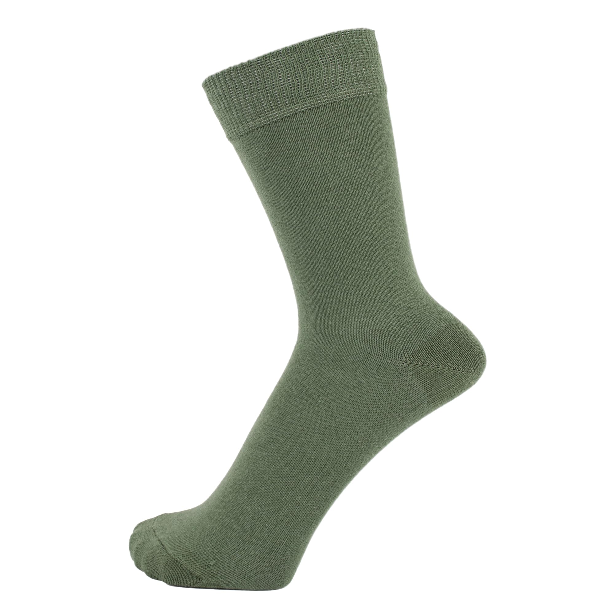 Photo 1 of ZAKIRA Finest Combed Cotton Dress Socks in Plain Vivid Colours for Men, Women, 7-12 (US), Army Green