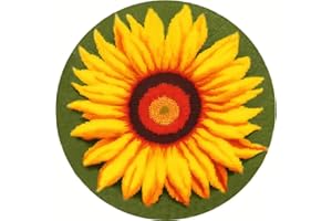 YAKOLECI Latch Hook Kits for Adults, Color Printed DIY Rug Carpet Needlework for Home Decoration Festival Gift 20"X20"(Flower)