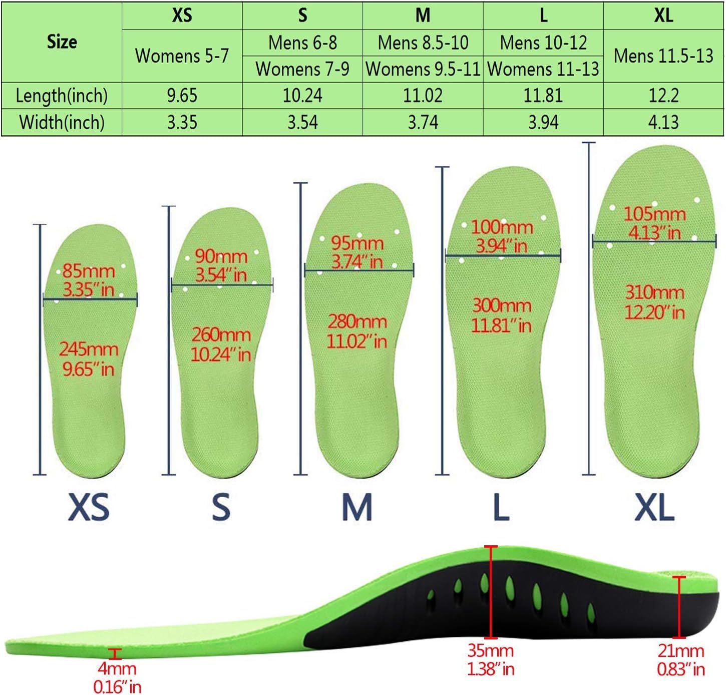 Plantar Fasciitis Arch Support Insoles for Men and Women Shoe Inserts - Orthotic Inserts - Flat Foot - Running Athletic Gel Shoe Insoles (M: Mens 8.5-10 / Womens 9.5-11): Health & Personal Care