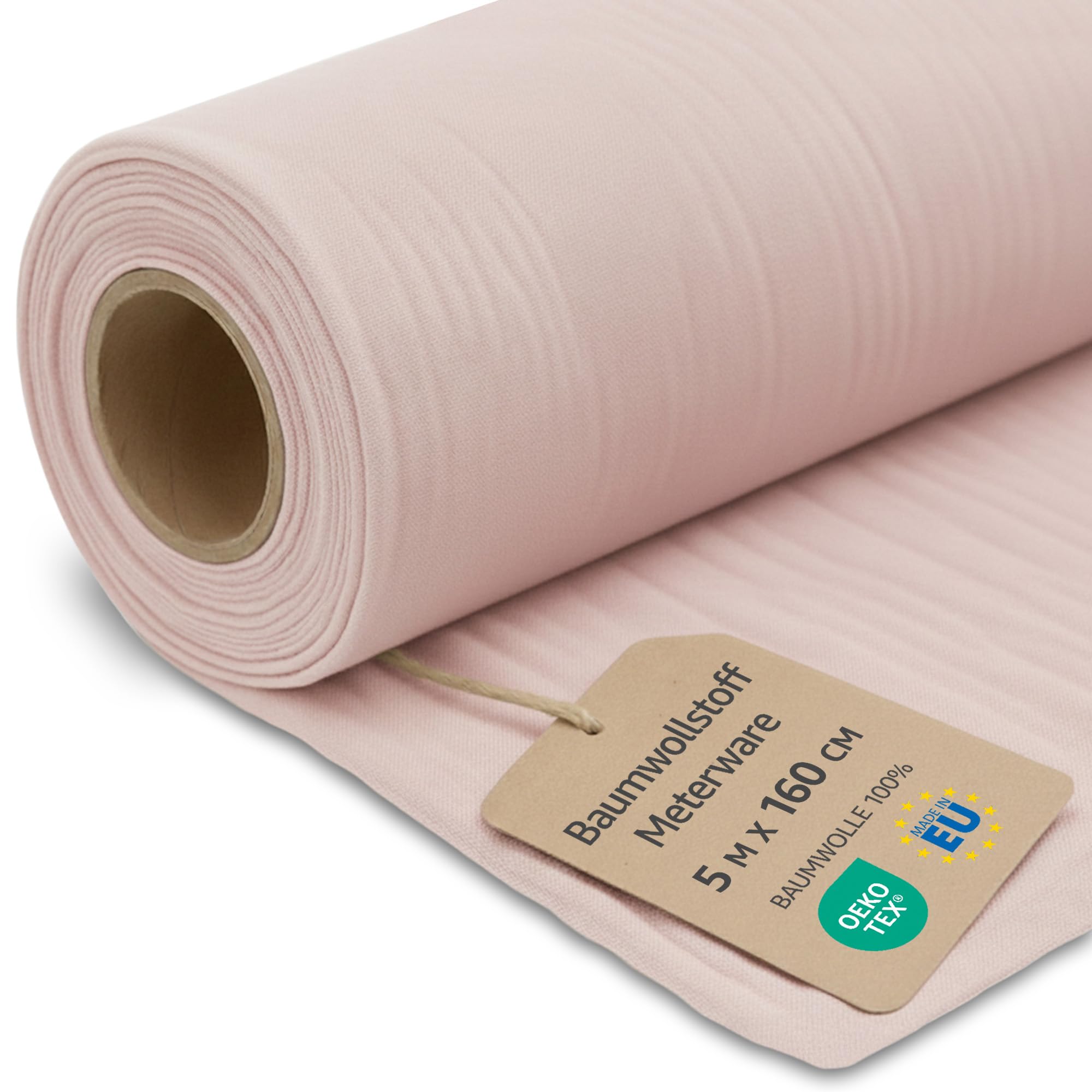 Fabric by the Meter Cotton 5 M x 160 cm - Fabrics for Sewing Decoration and DIY Projects Ideal for Clothing Home Textiles and craftwork Oeko-Tex 9. Dirty Pink