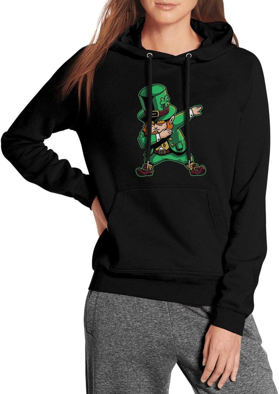 Womens Classic Fleece Black Pullover Warm Winter St. Patricks Day Bunny Hoodies Sweaters