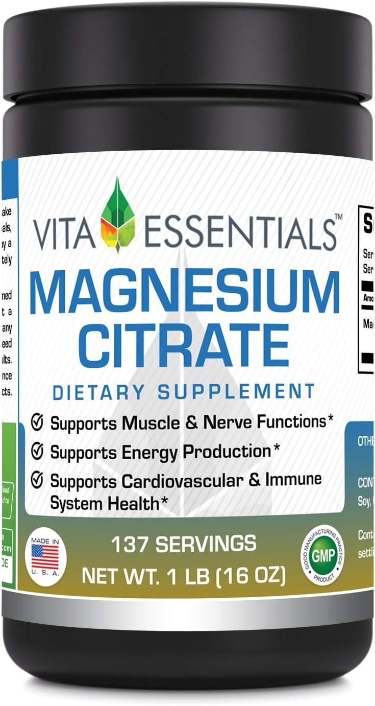 Vita Essentials Magnesium Citrate Powder, 1 Pound Health